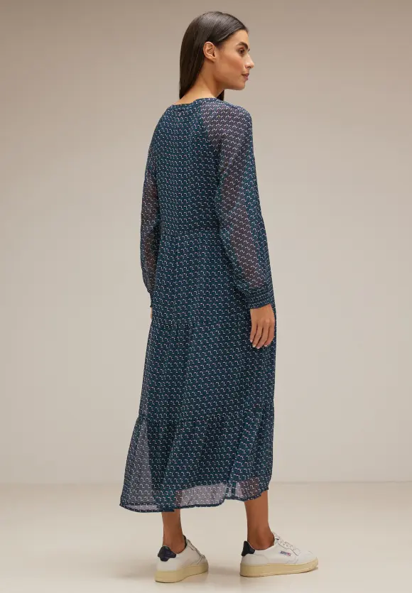 Chiffon Kleid mit Volants - gentle green