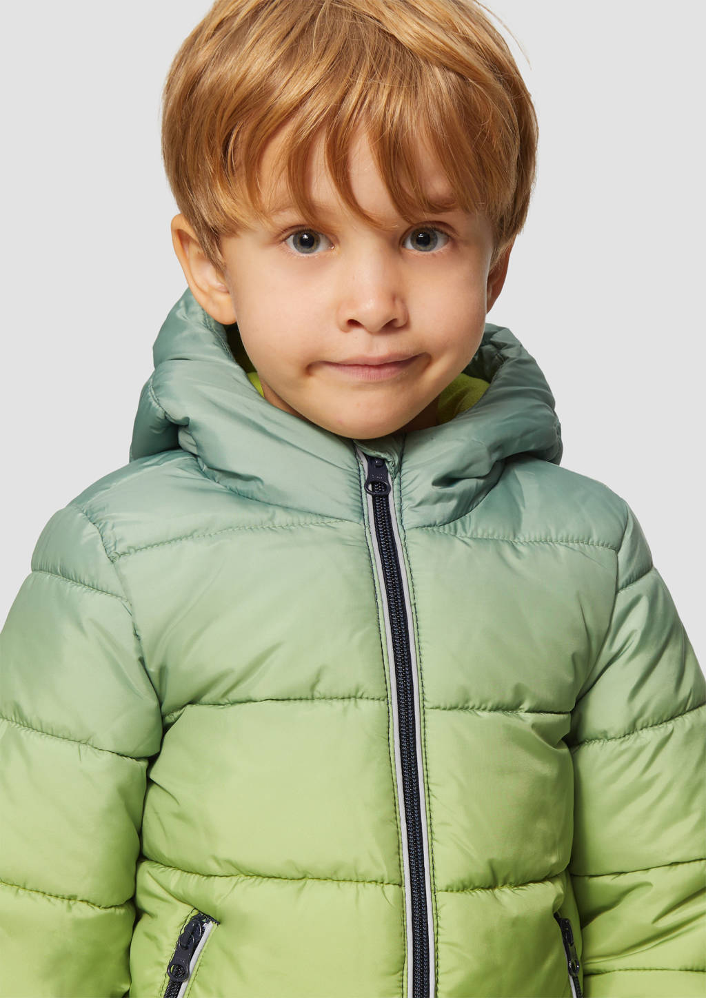 dip-dye gewatteerde tussenjas groen/blauw
