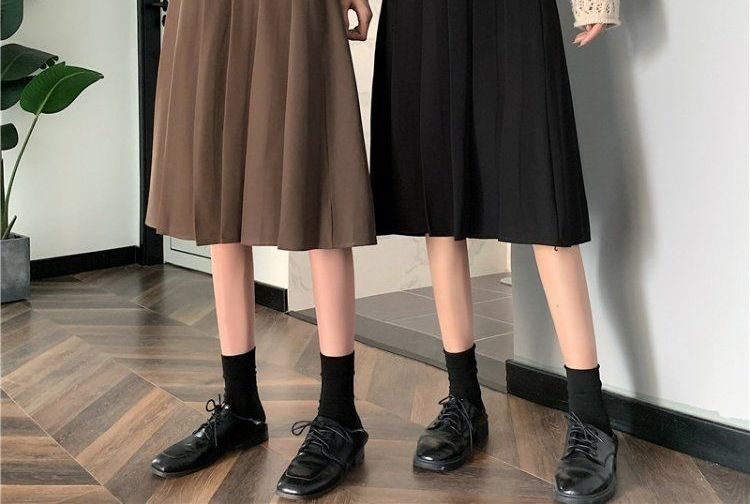 Sisyphi - Hoge taille geplooide midi A-lijn rok