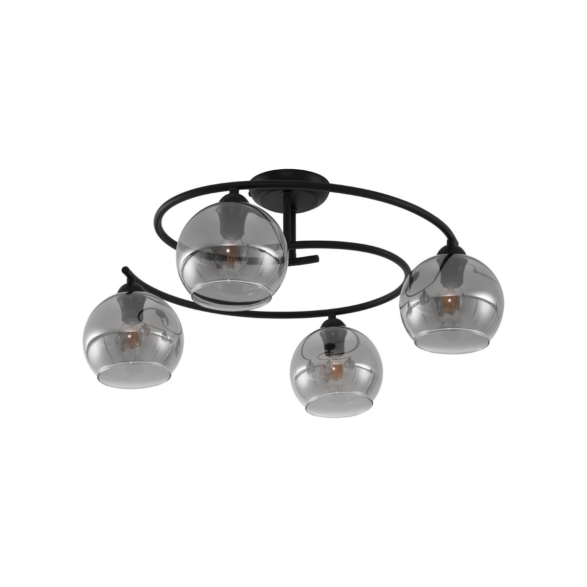 Moderne plafondlamp zwart met smoke glas 4-lichts - Alanis