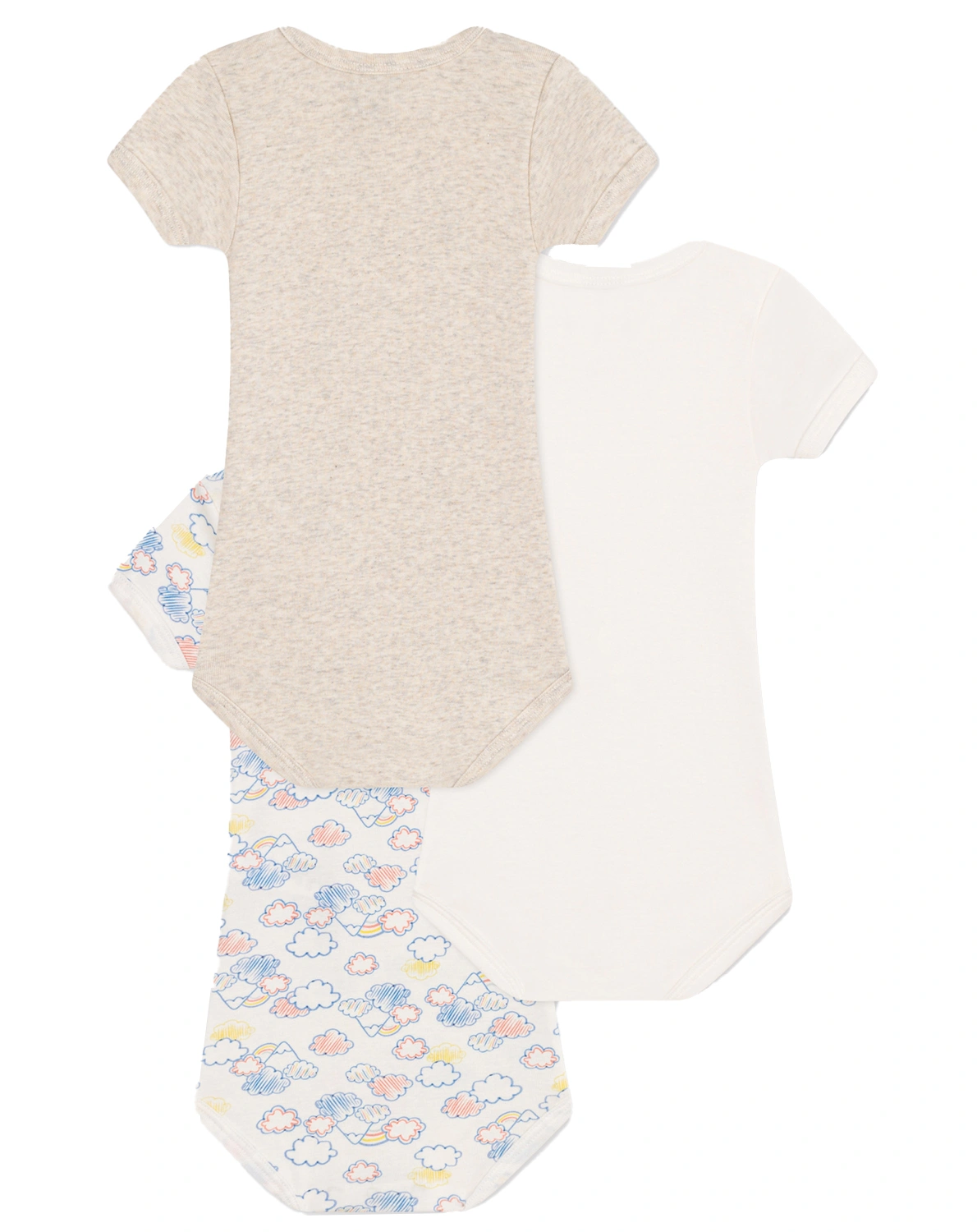 Kurzarm-Body CLOUDS 3er Pack in marshmallow