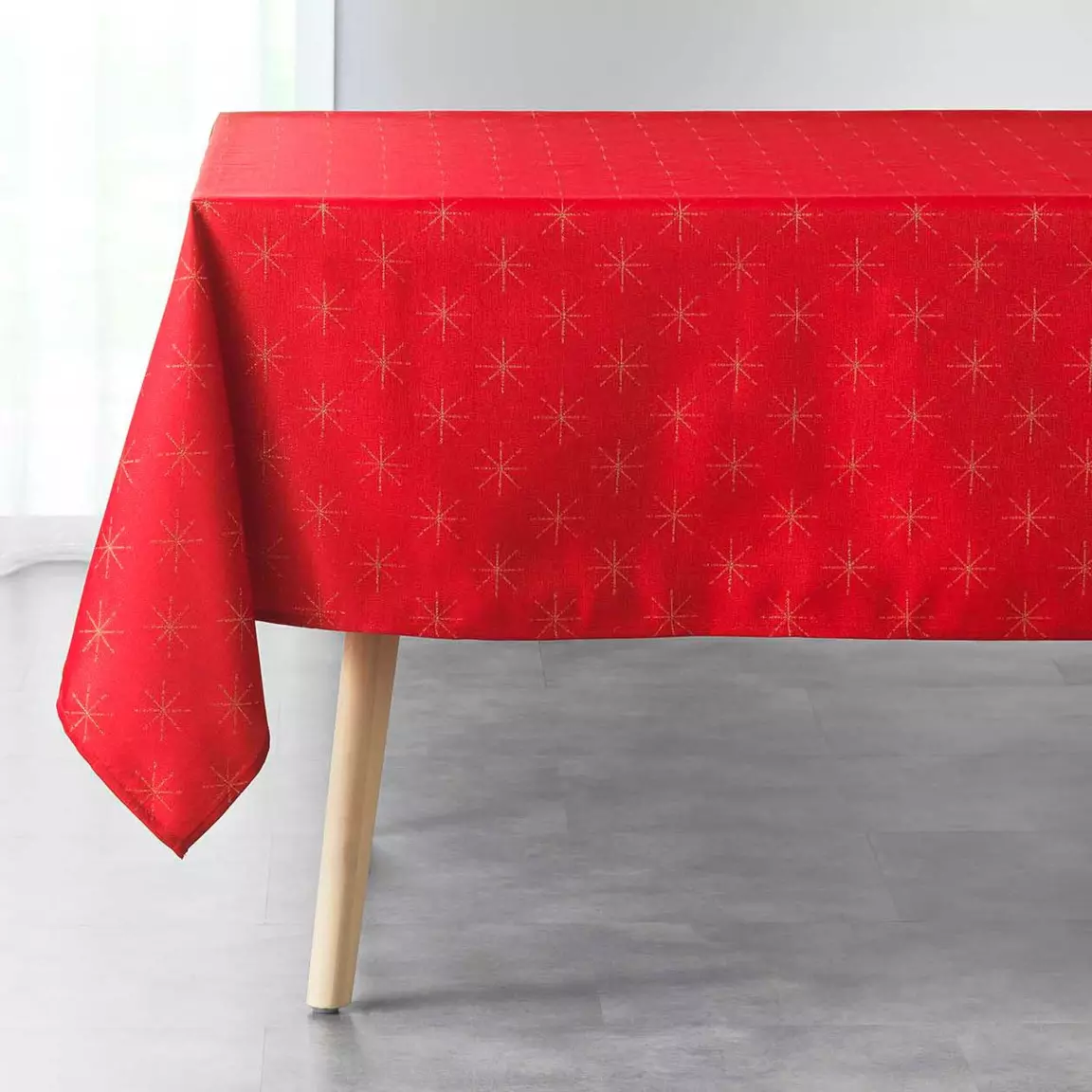 Nappe de Noël rectangulaire (140 x 300 cm) Etoiles Rouge