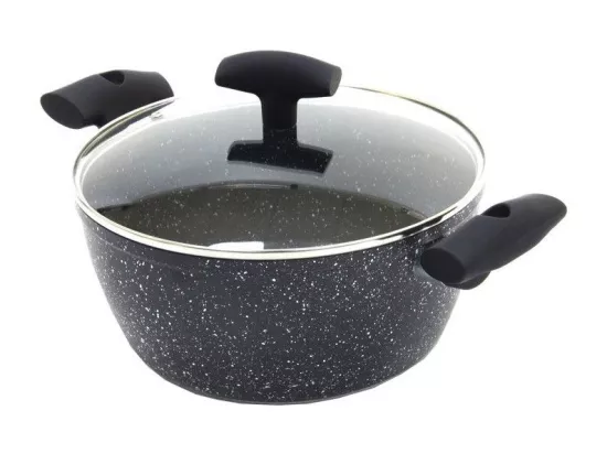 Faitout avec couvercle en verre - D 28 cm - Aluminium