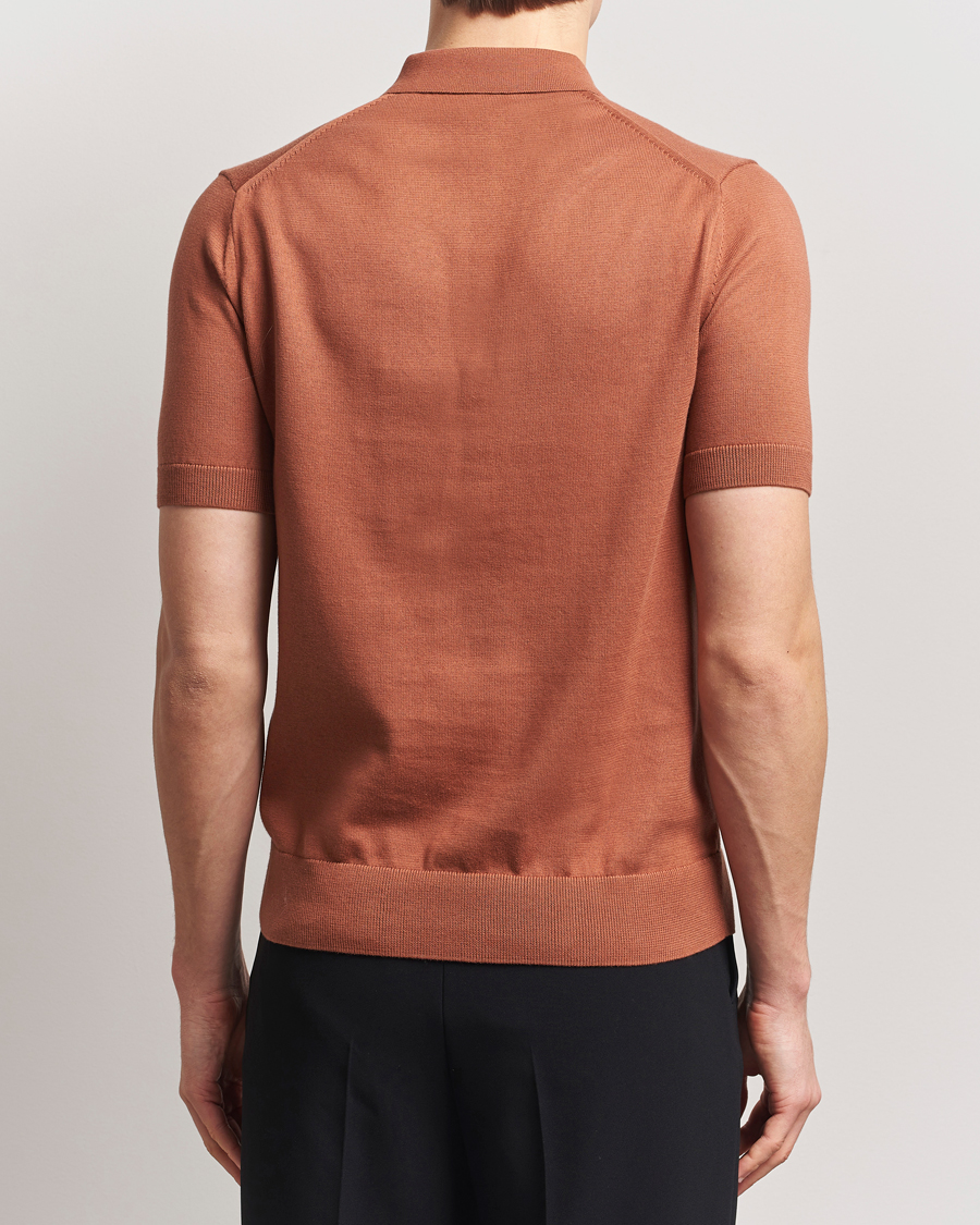 Fred Perry Cotton Knitted Polo Cinnamon Brown