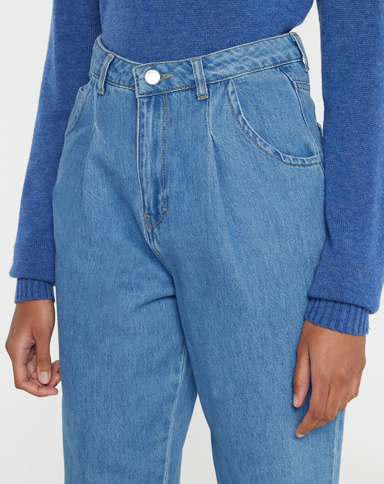 Galeries Lafayette Jean 7/8 ajusté en Coton Baloon bleu foncé