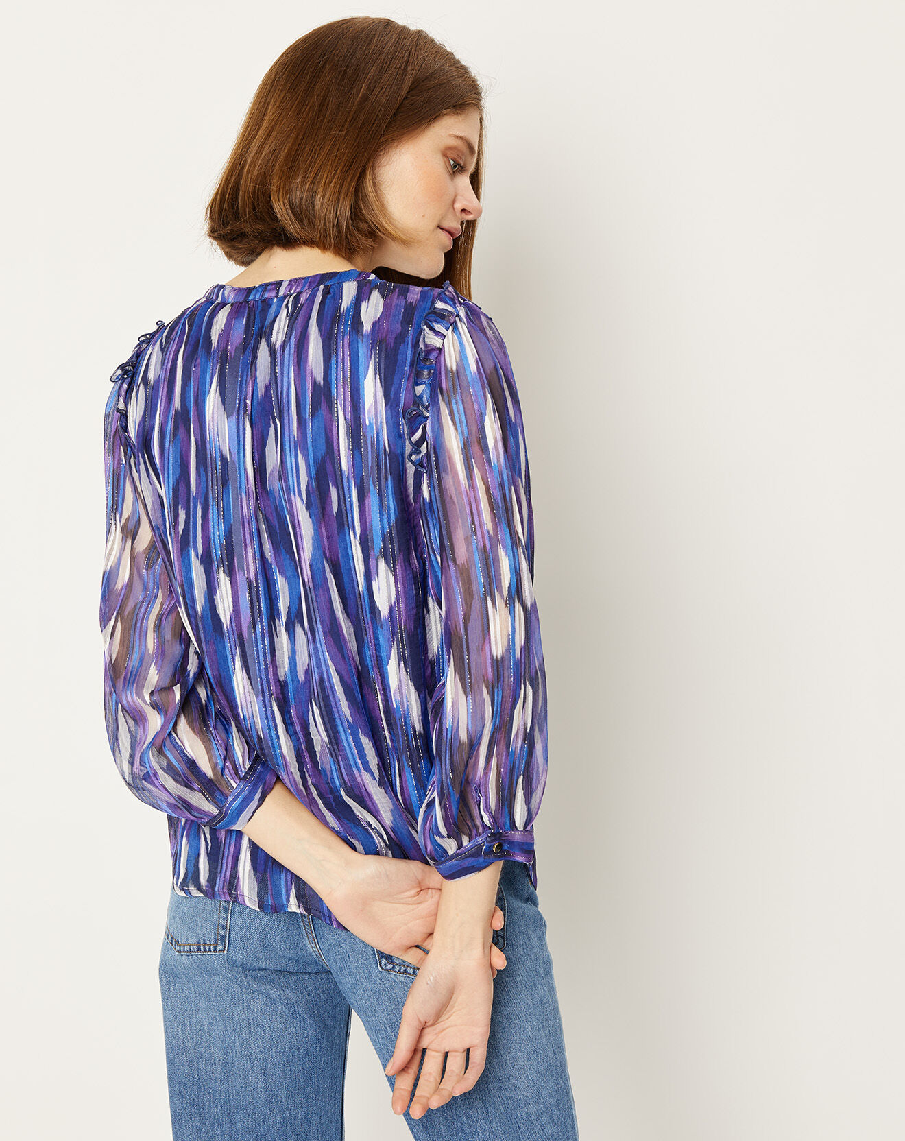 La Petite Etoile Chemise doublée Venchi imprimée bleue
