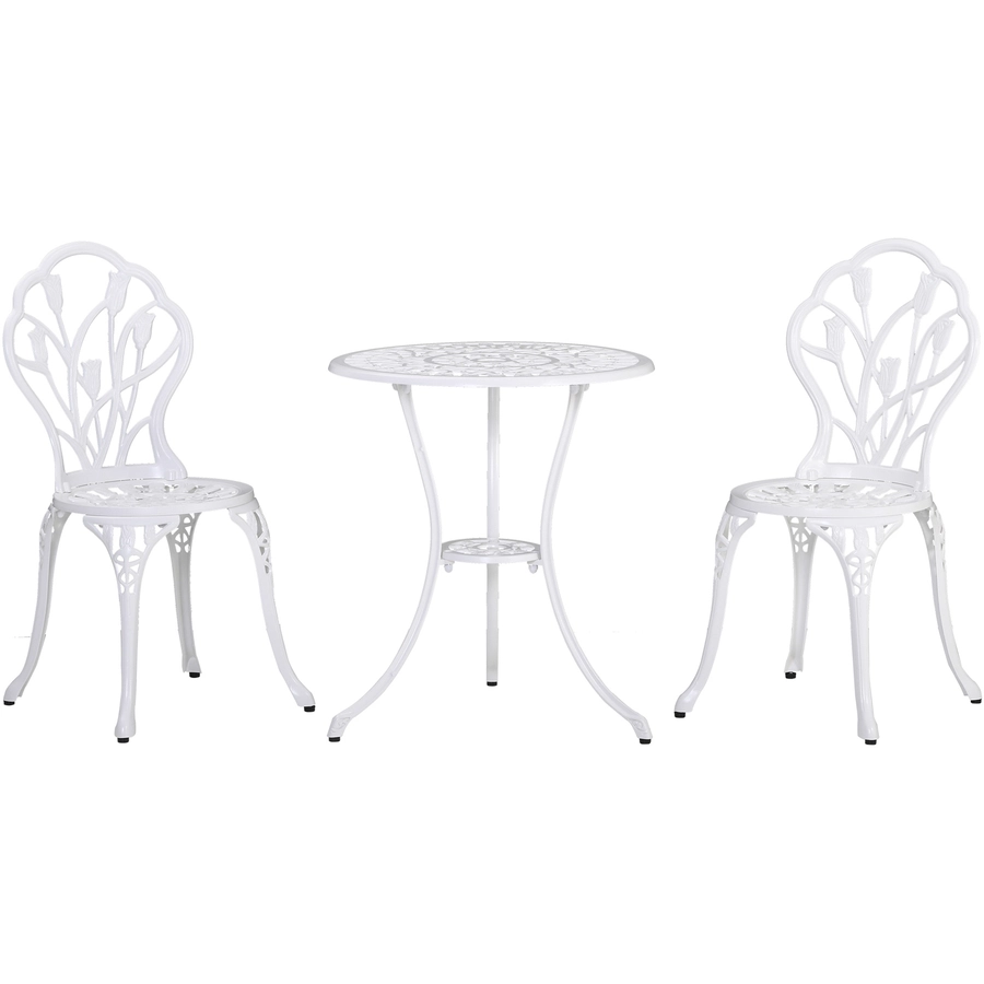 Outsunny Gartenmöbel-Set mit Blumen Design weiß