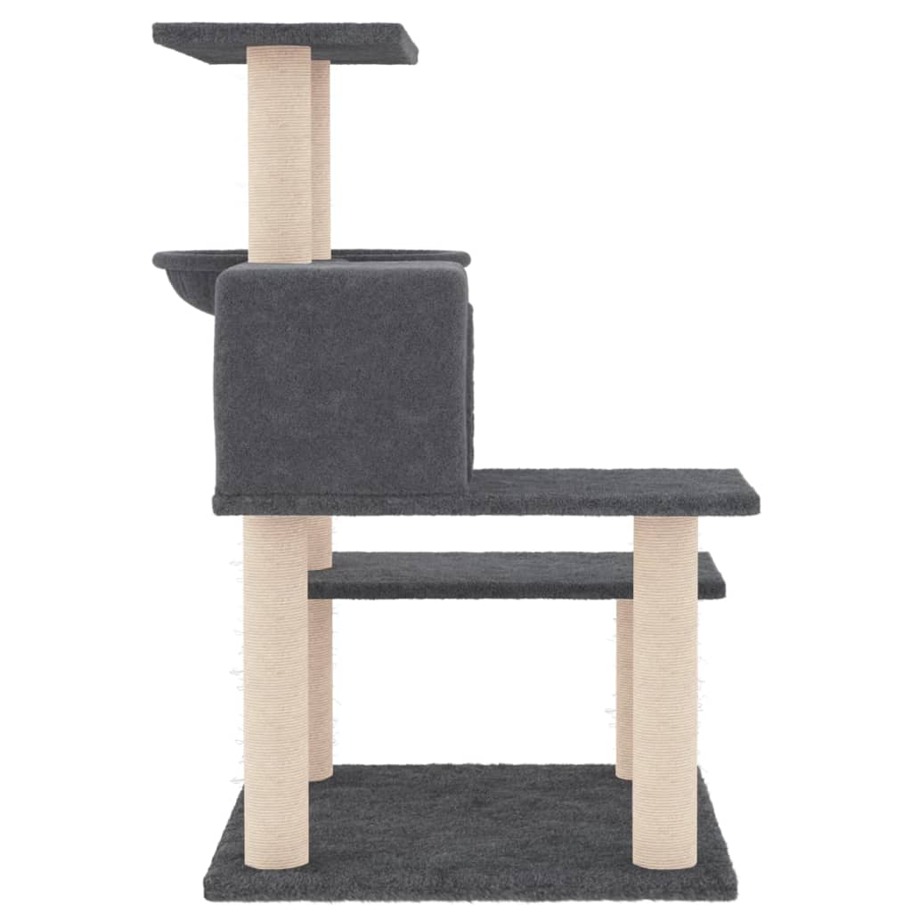 Arranhador para gatos vidaXL com hastes de sisal cinza escuro, 82,5 cm