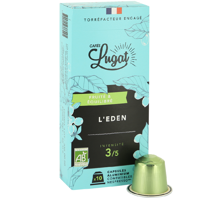 10 capsules compatibles Nespresso® L'Eden - CAFÉS LUGAT