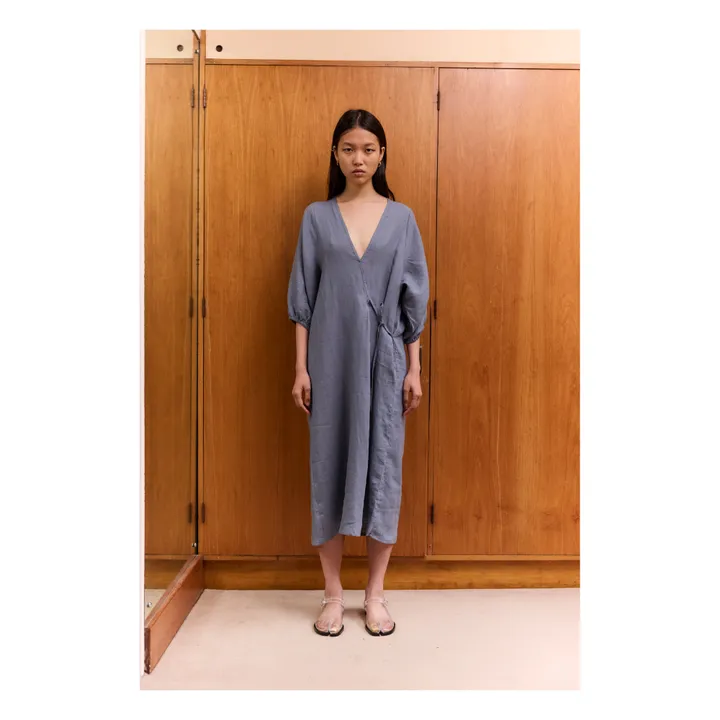 Deiji Studios Robe Crease Bind Lin | Bleu