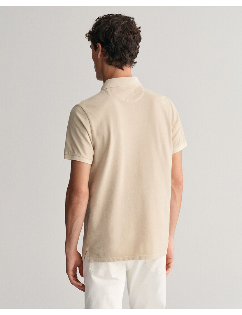 Short Sleeve Polo Sunfaded Pique Beige