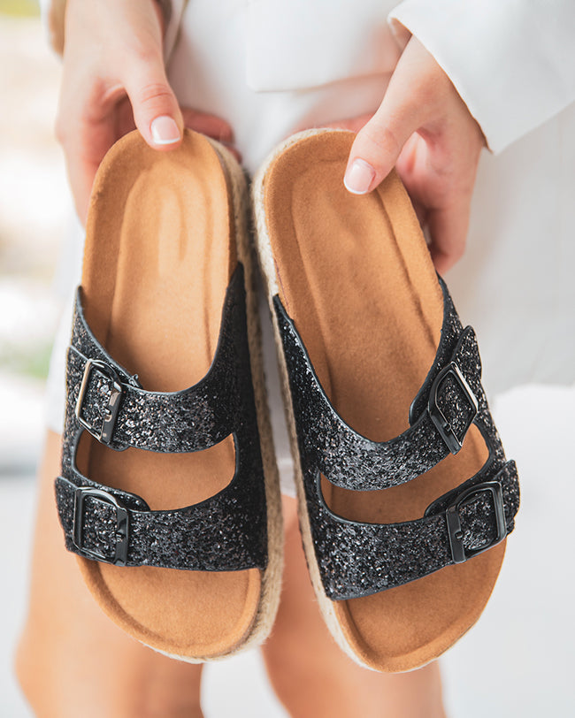 Sandale femme plateforme mule noires - Bétina