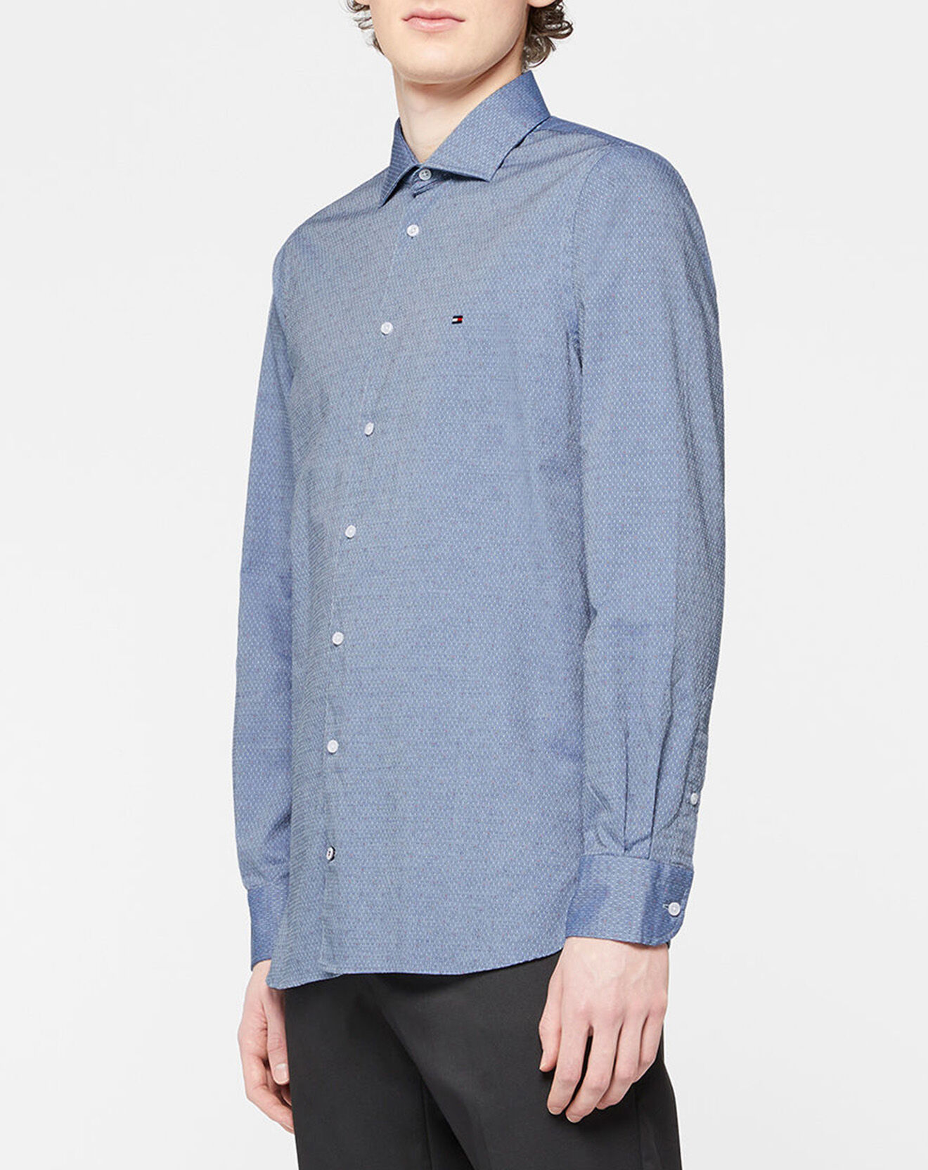 Tommy Hilfiger Chemise slim à pois bleue