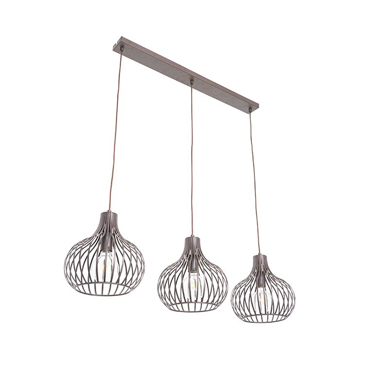 Moderne hanglamp bruin langwerpig 3-lichts - Saffira