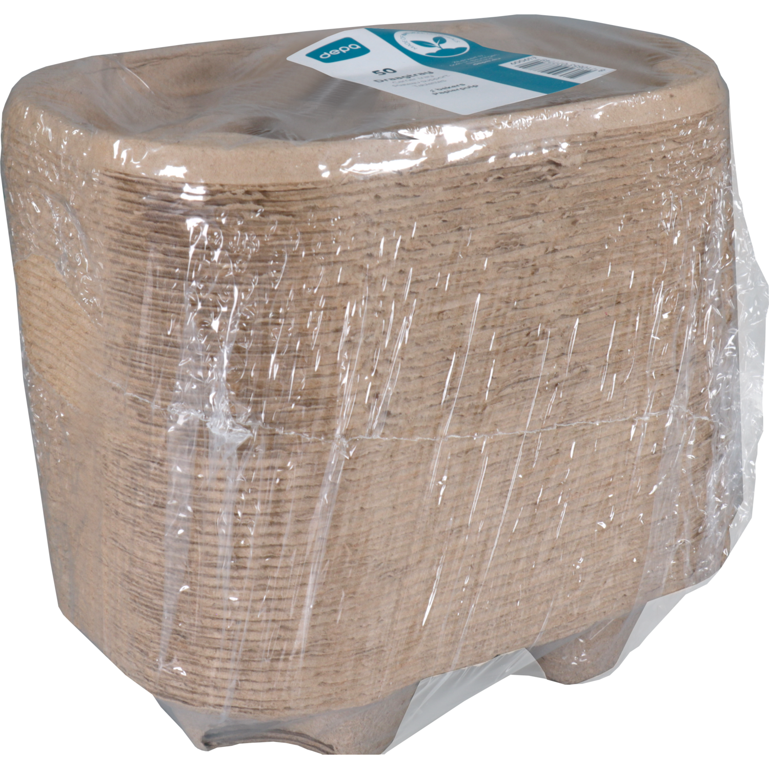 Draagtray, 2-vaks, 216x116x48mm, papierpulp,