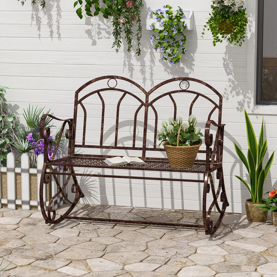 Outsunny Gartenbank mit Schaukelfunktion bronze