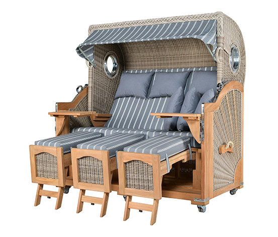 deVries Teak-Strandkorb, 3-Sitzer