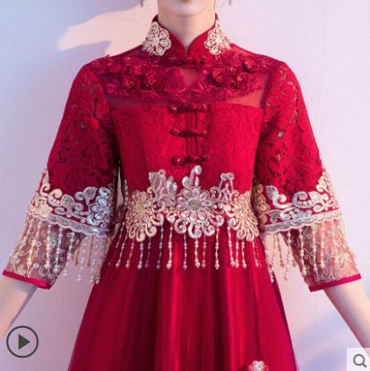 Destine - Geborduurde Qipao-trouwjurk voor zwangerschap