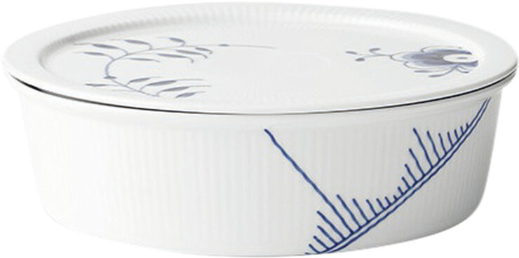 Royal Copenhagen Blå Mega Riflet 145 cl. skål med låg Hvid, blå