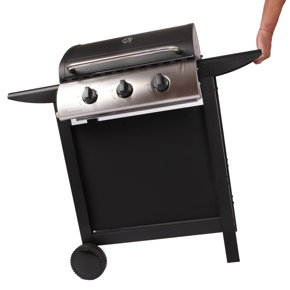 Lofoten - barbecue extérieur au gaz 3 brûleurs - puissance 8,4 kw - capot de fermeture avec thermomètre - 2 grilles en acier chromé,