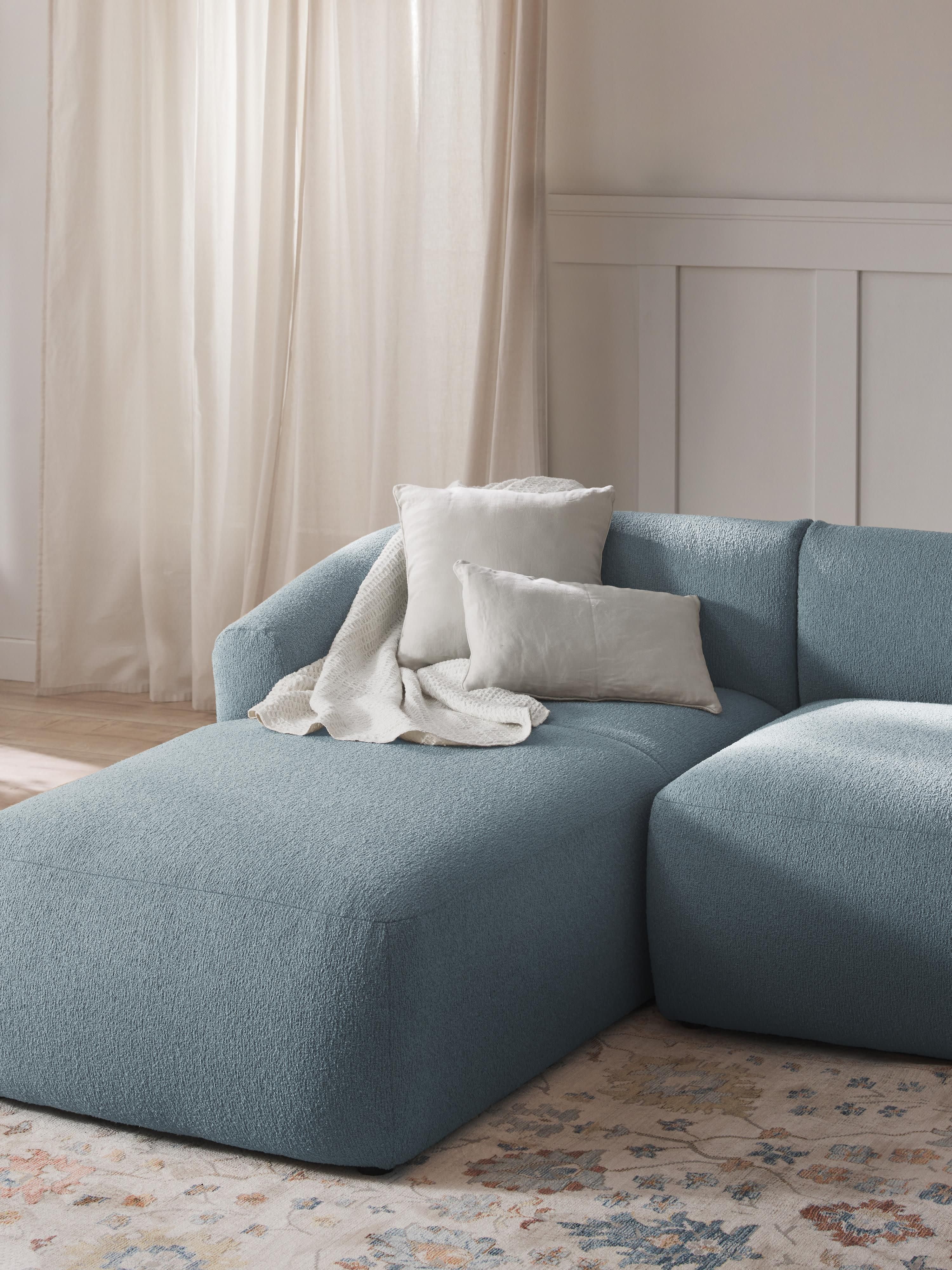 Chaise longue hoekmodule Sofia uit bouclé