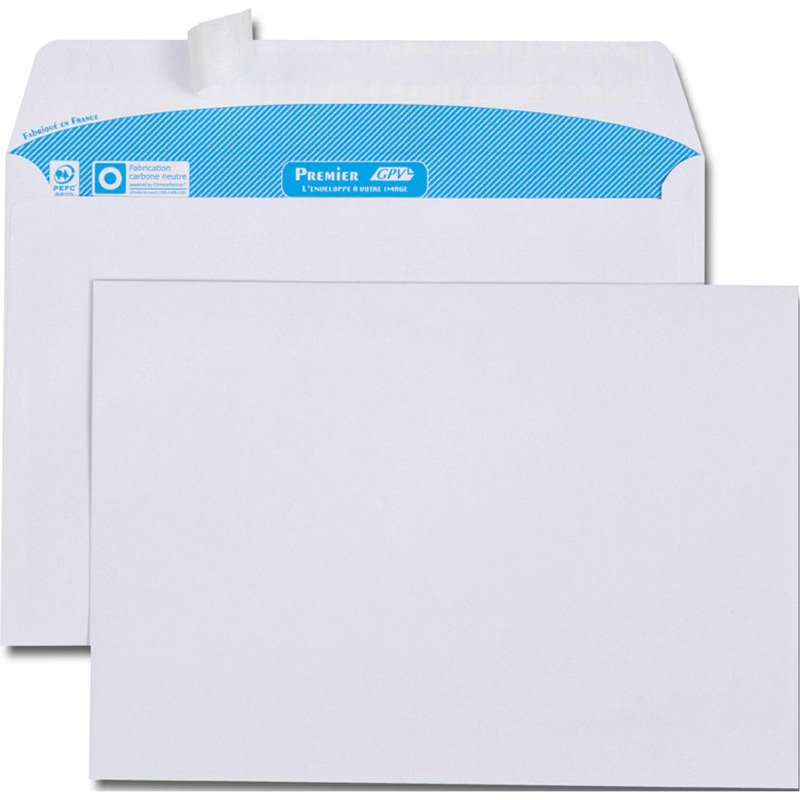 Enveloppe 162 x 229 mm GPV 90 g sans fenêtre, blanche - Boîte de 500
