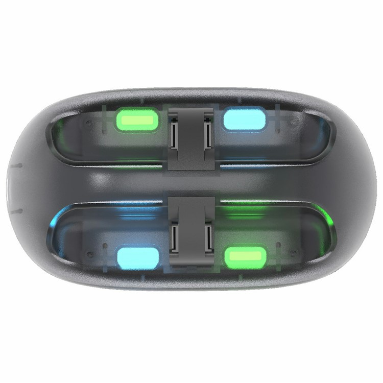(4-fach) Ladestation Charging Dock für Nintendo Switch / OLED Joy-Con mit LED Ladeindikator - Schwarz (Transparent)