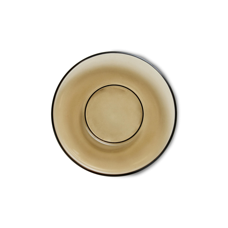 HKliving 70's Glassware koffie mok onderzetter set van 4 mud brown
