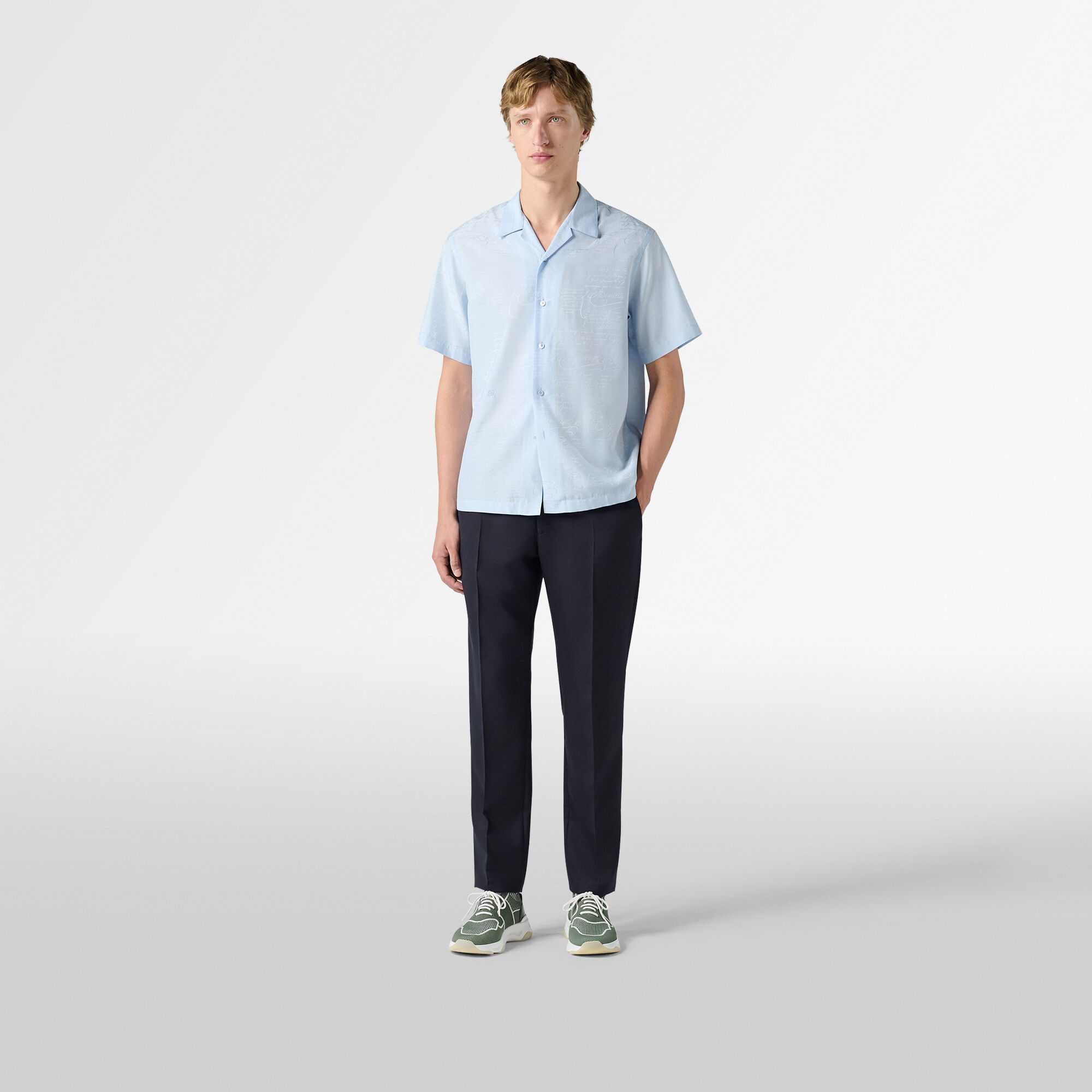 Chemise À Manches Courtes En Coton Et Soie Avec Imprime