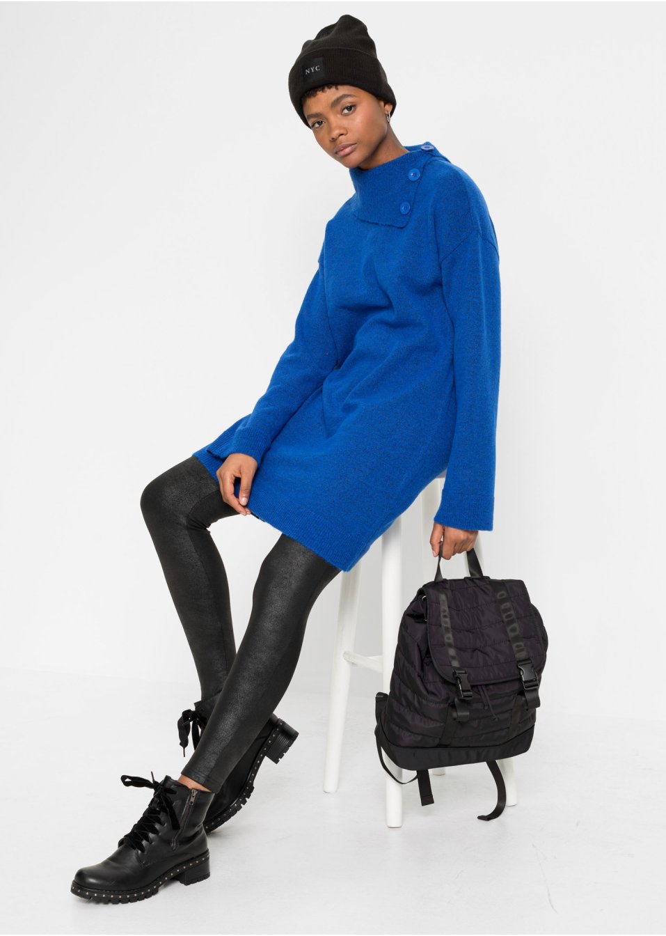 Robe en maille avec col volumineux