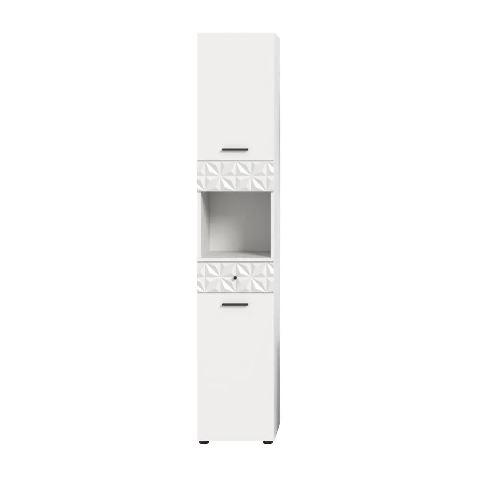 Hioshop Prisma kolomkast 2 deuren- 1 lade- 1 plank wit