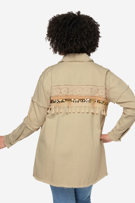 Jacke, modische Verzierungen, Hemdkragen, Langarm