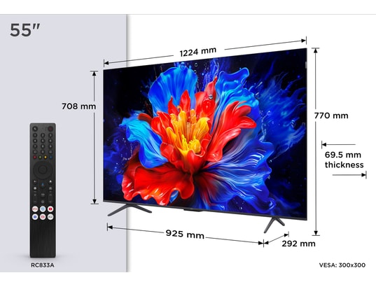 TCL - TV QLED 4K 139 cm 55P89K 4K QLED 144Hz avec Google TV 2025