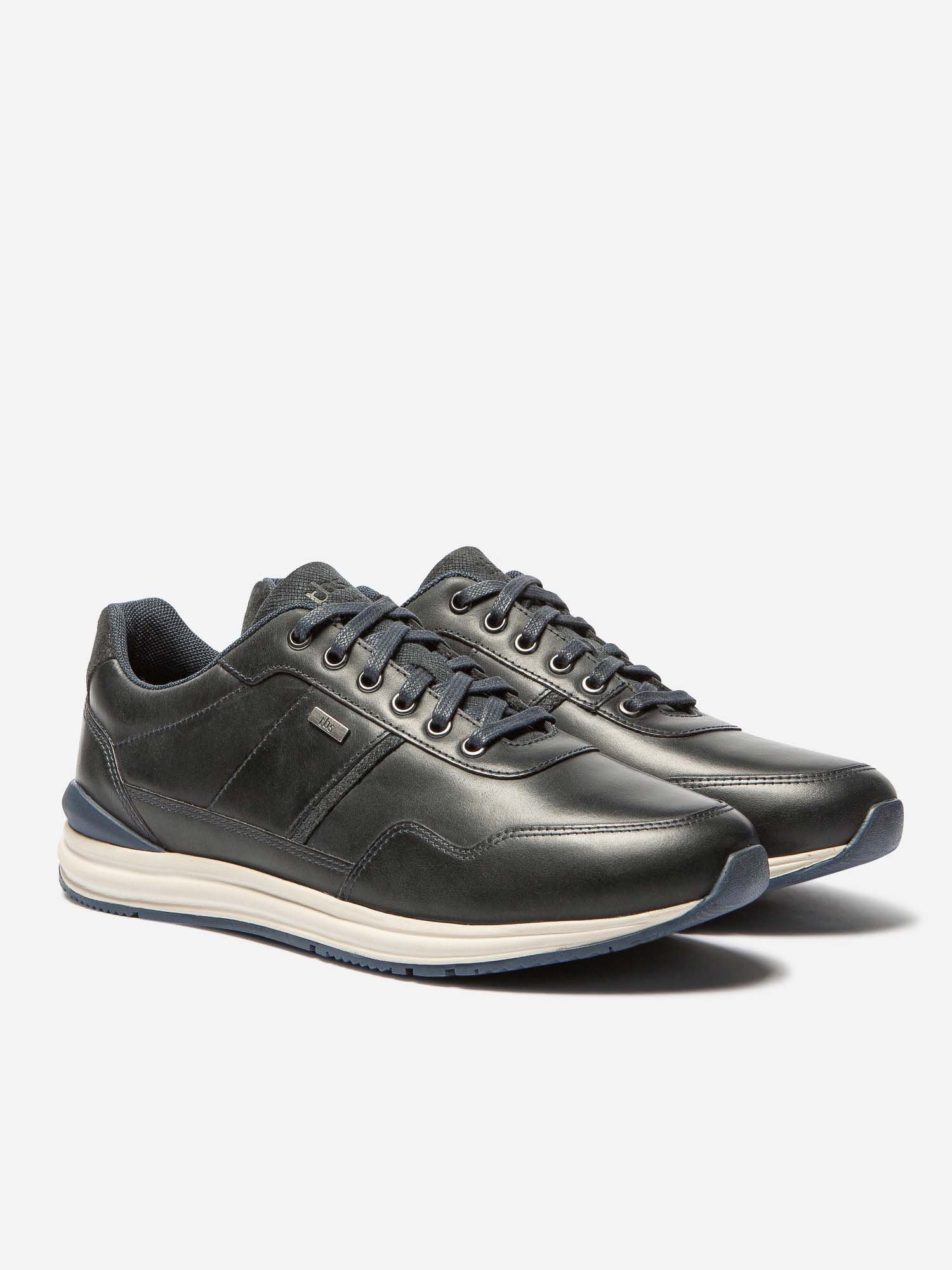 Tennis Homme Confort Cuir Marine