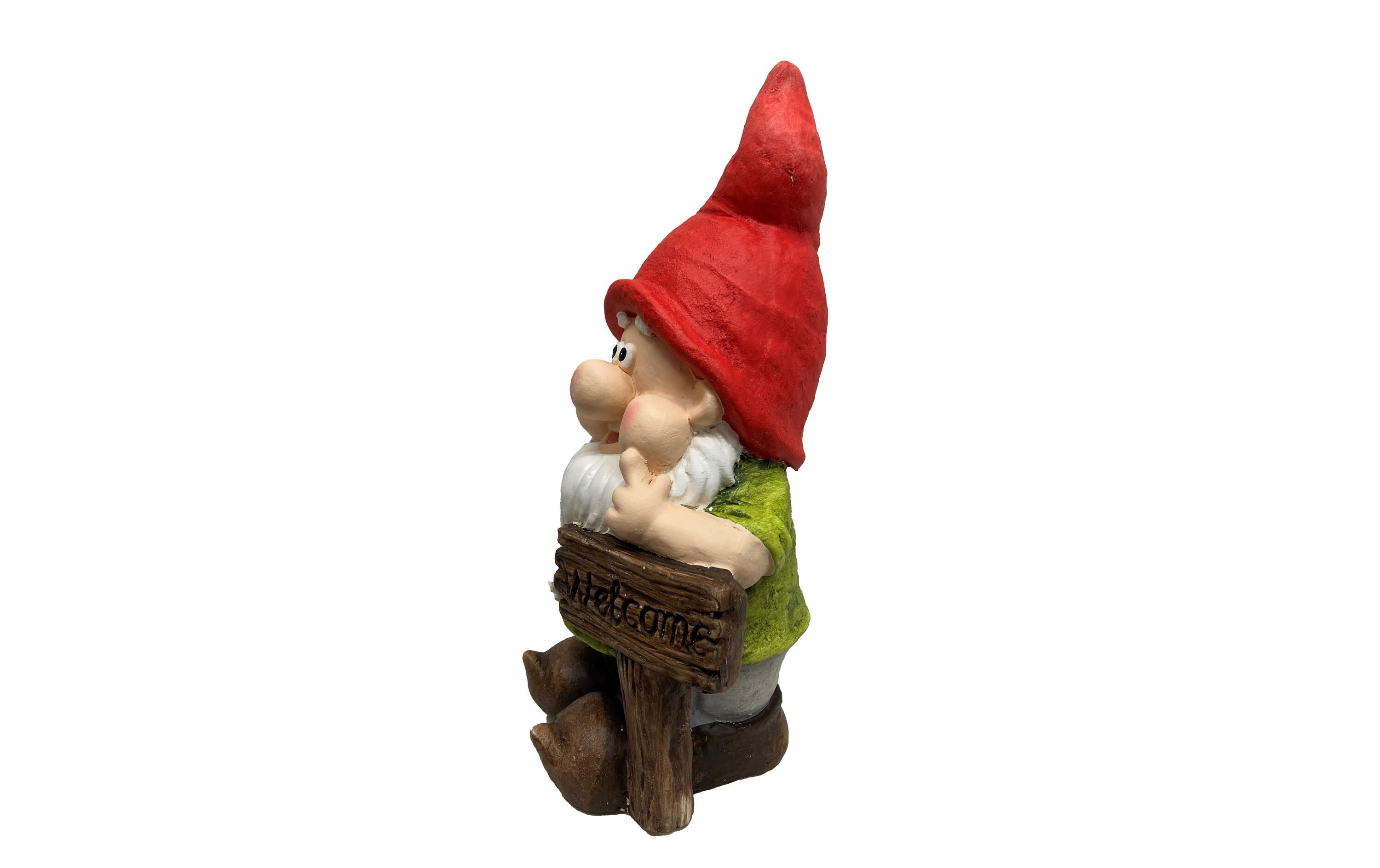 Dekofigur Gartenzwerg mit Schild, 18 x 23 x 41 cmGartenfigur