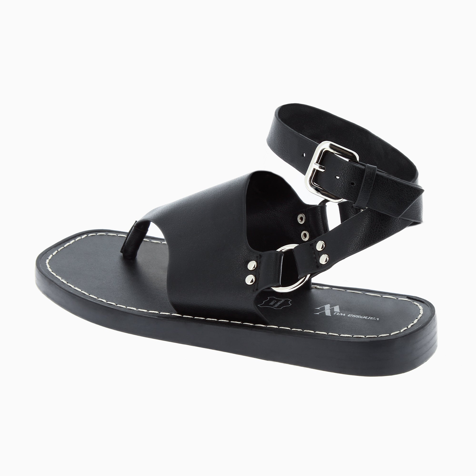 Sandales plates-Sandales Tina noires à bride entre-doigts