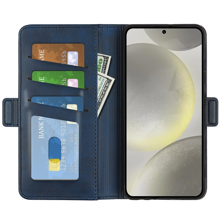 Samsung Galaxy S24 FE Vintage Leder Tasche Flip Cover Fashion Design - Blau