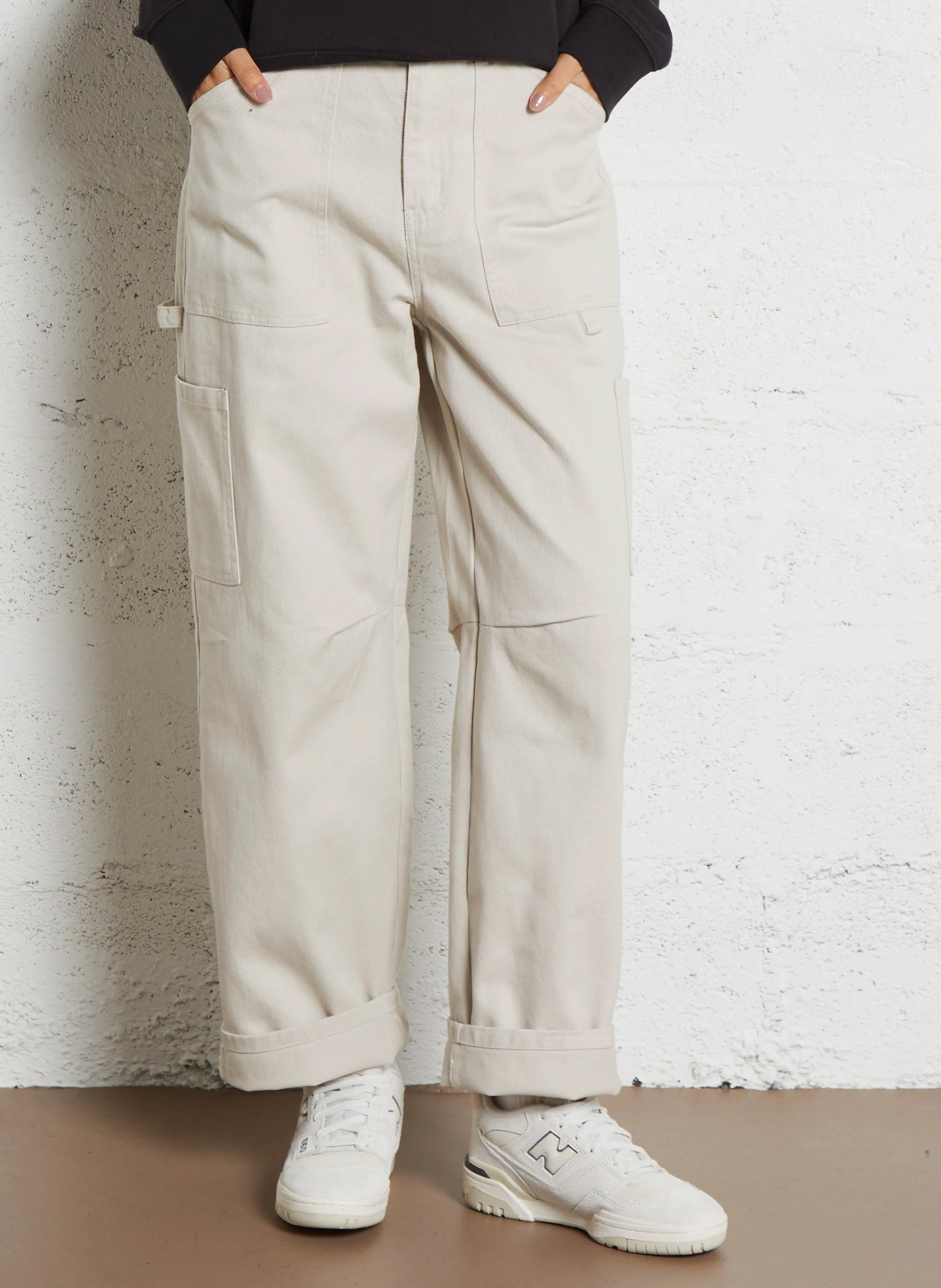 LEIA - Pantalon cargo en coton| Beige