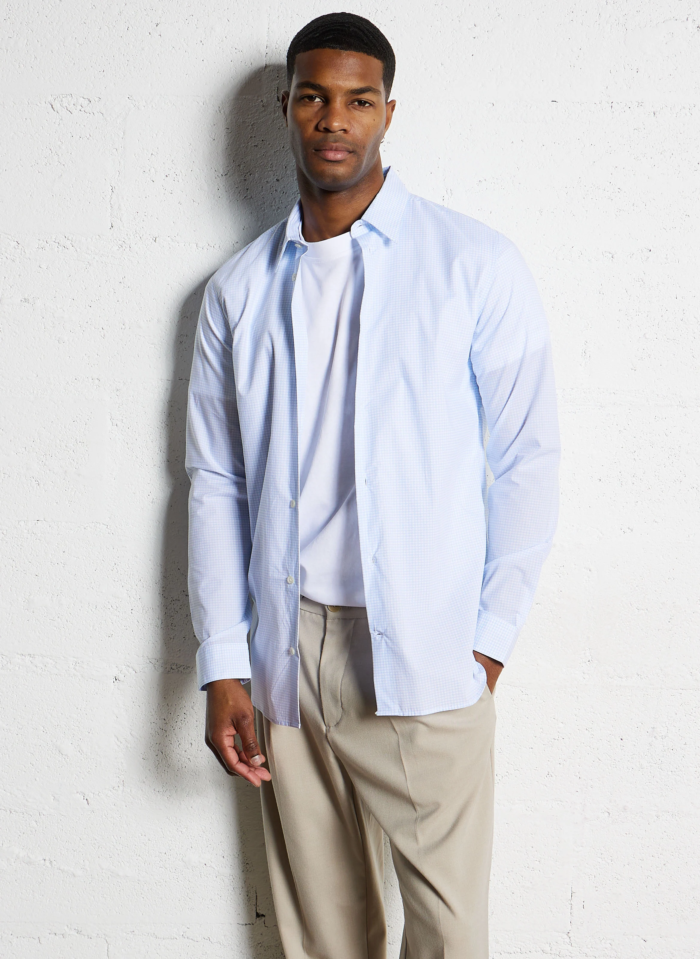 EFI - Chemise slim imprimée en coton | Bleu
