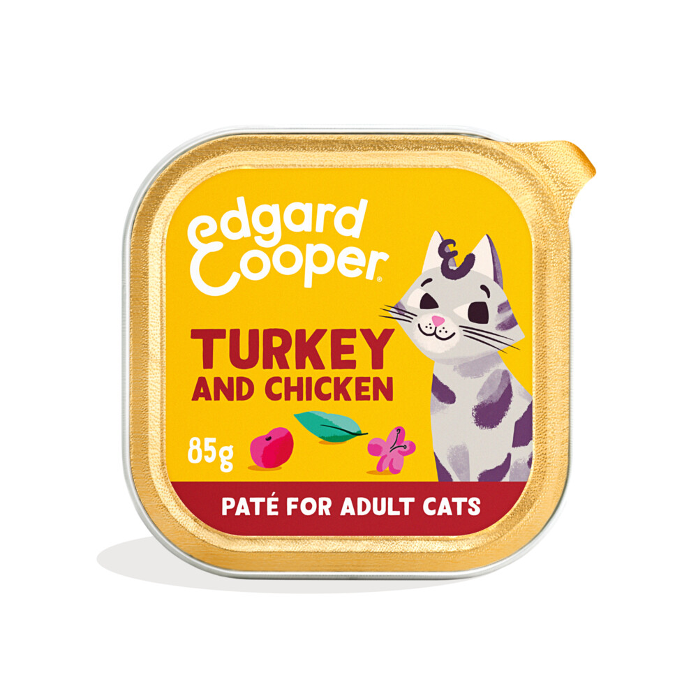 16x Edgard & Cooper Kattenvoer Adult Pate Kalkoen - Kip85 gr