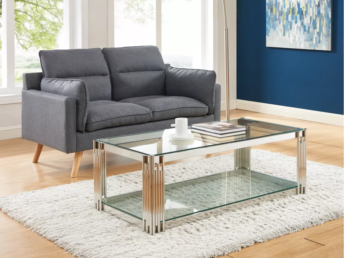 Table basse en verre trempé et acier inoxydable - Chromé - NOMELANO de Pascal MORABITO