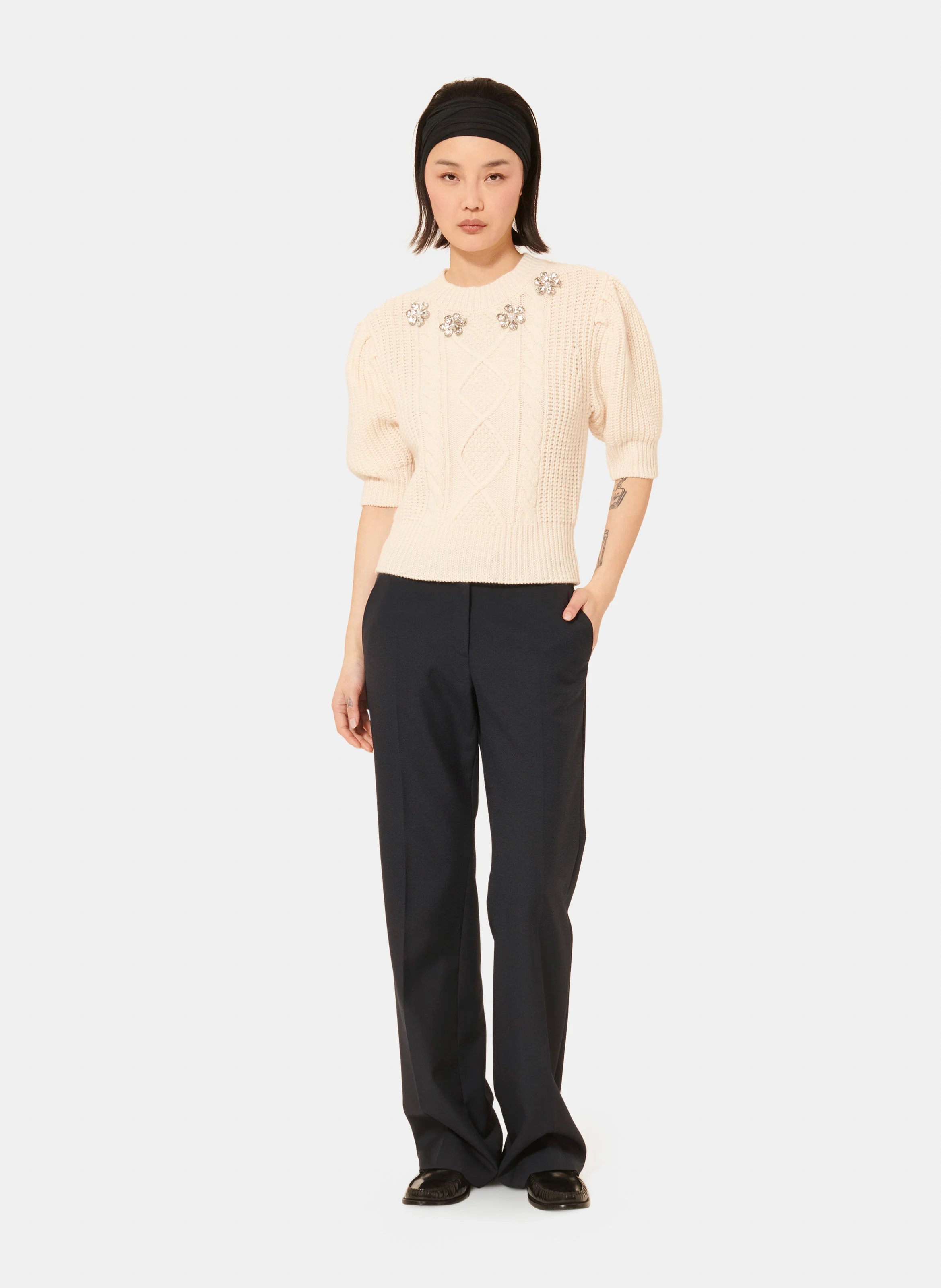 PSYCHE - Pull col rond en laine | Beige