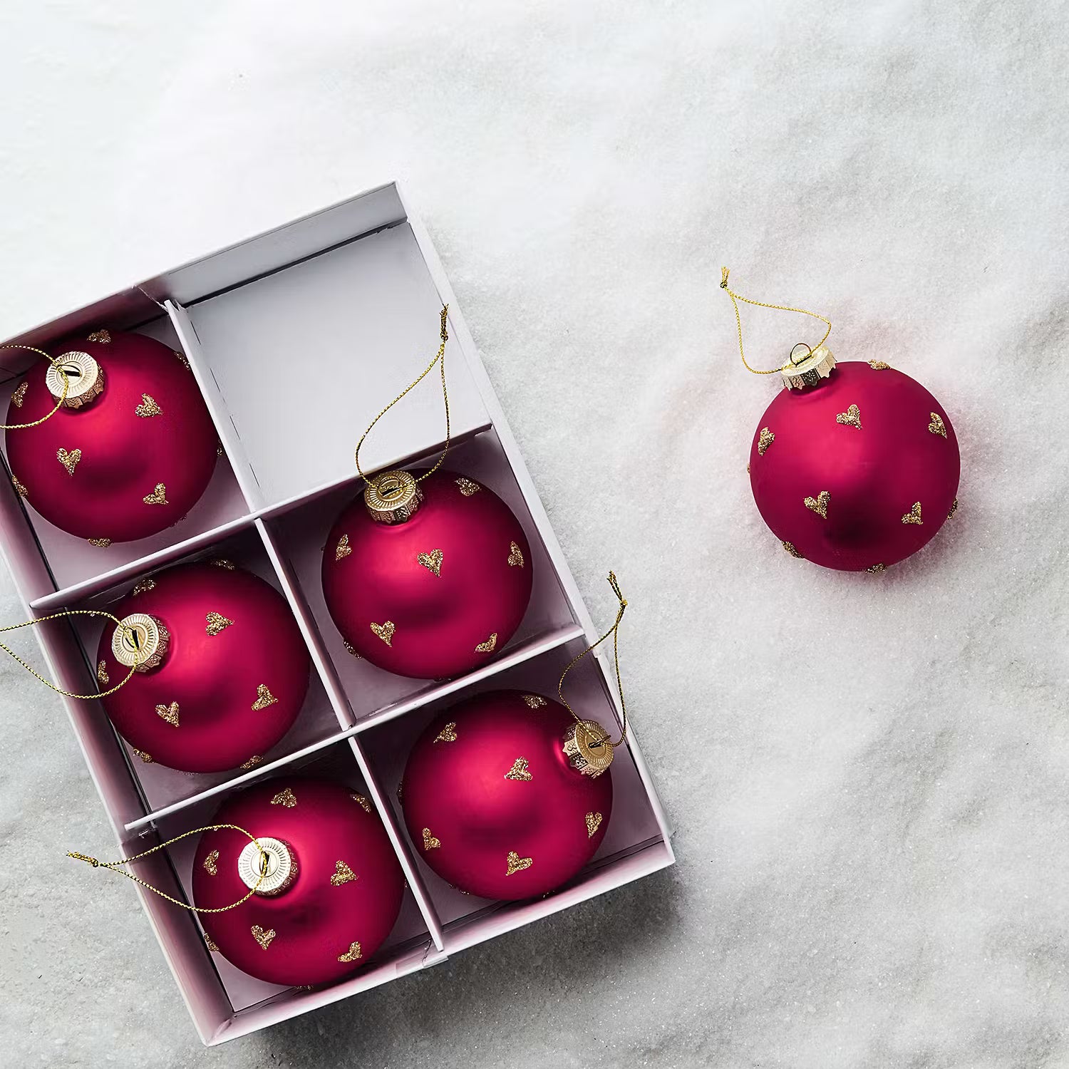 HANG ON Weihnachtskugel mit Herzchen 6er-Set