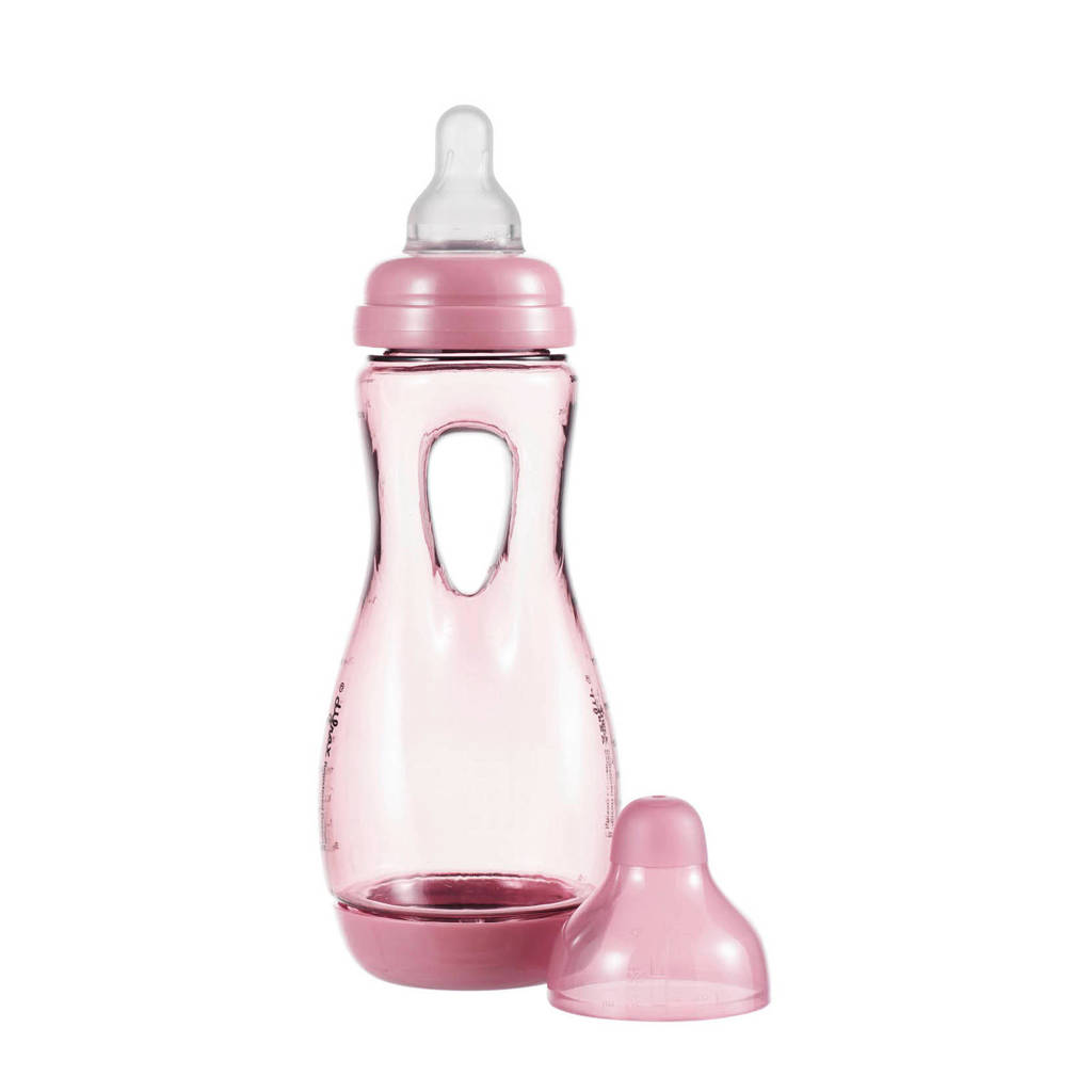 erg fijne flesHandgreep Babyfles - 240 ml - Roze