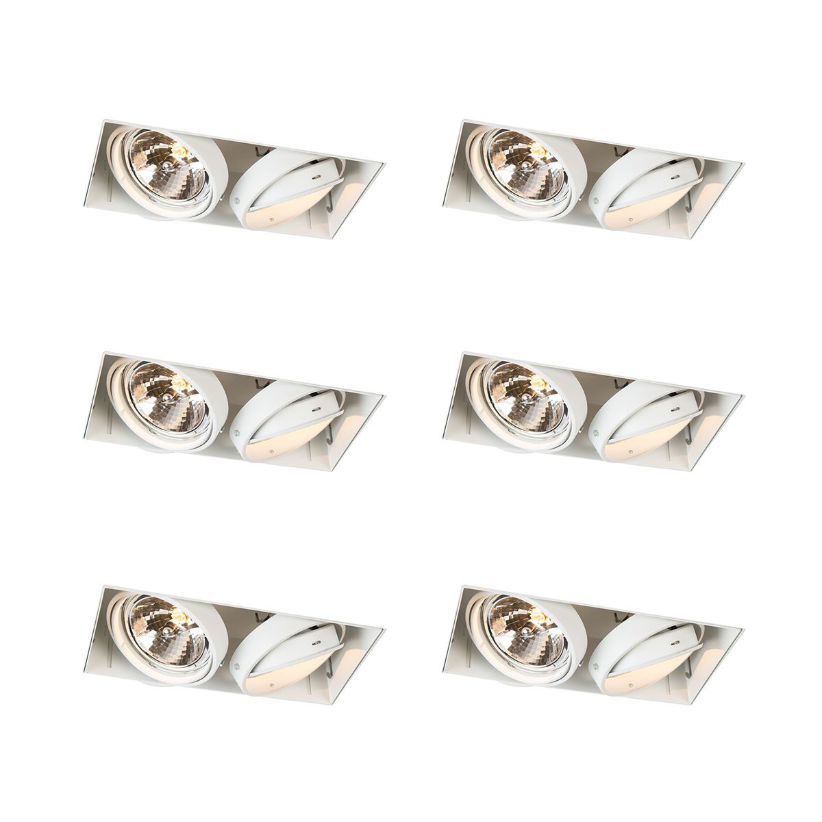 Set van 6 Inbouwspot wit draai- en kantelbaar AR111 Trimless 2-lichts - Oneon