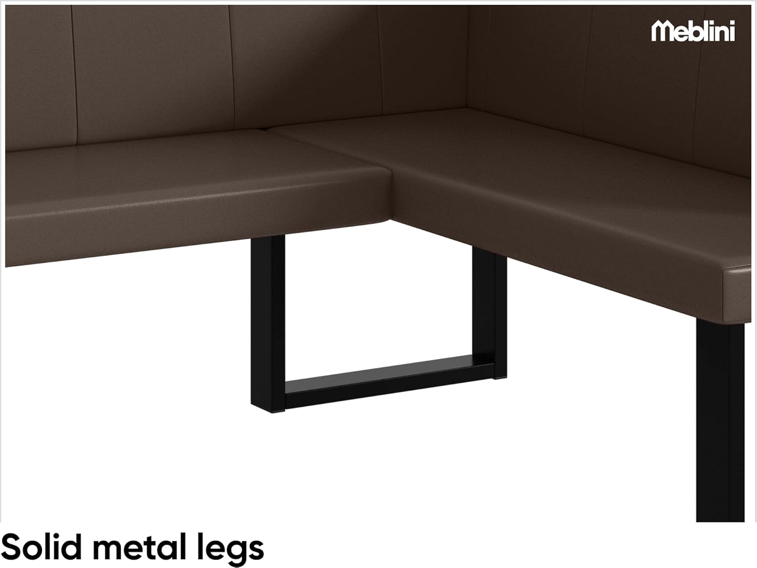 MEBLINI Eckbank für Esszimmer - Küchenbank - Essecke - Sitzecke Küche - Peter - U-Beine 128x168x87cm Rechts - Braun Kunstleder