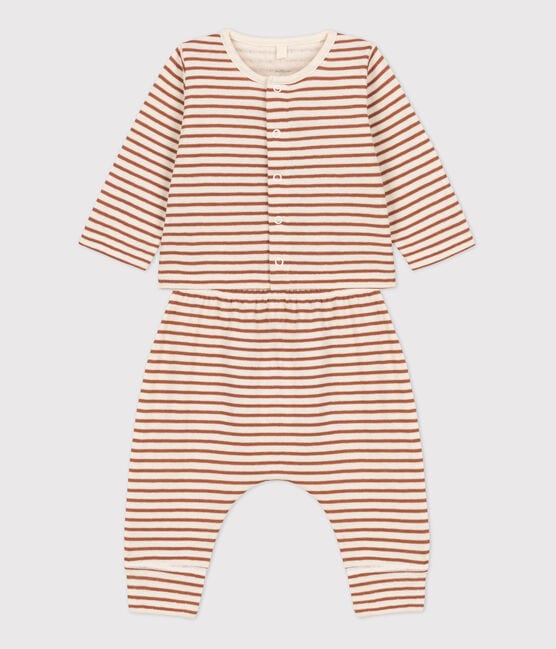 Ensemble 2 pièces bébé à rayures en tubique en coton