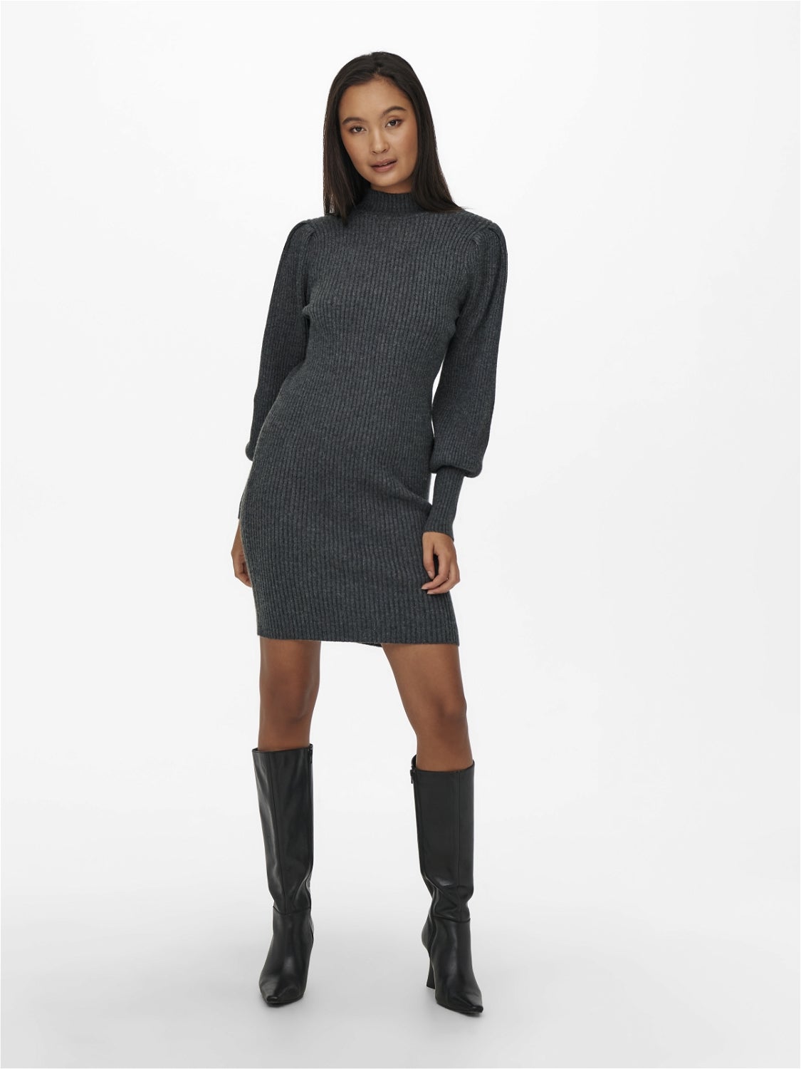 ONLKATIA Langes Kleid Dark Grey Melange