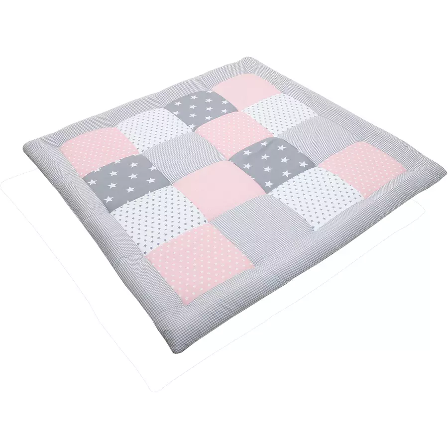 Ullenboom Krabbeldecke & Laufgittereinlage 100X100 cm Rosa Grau