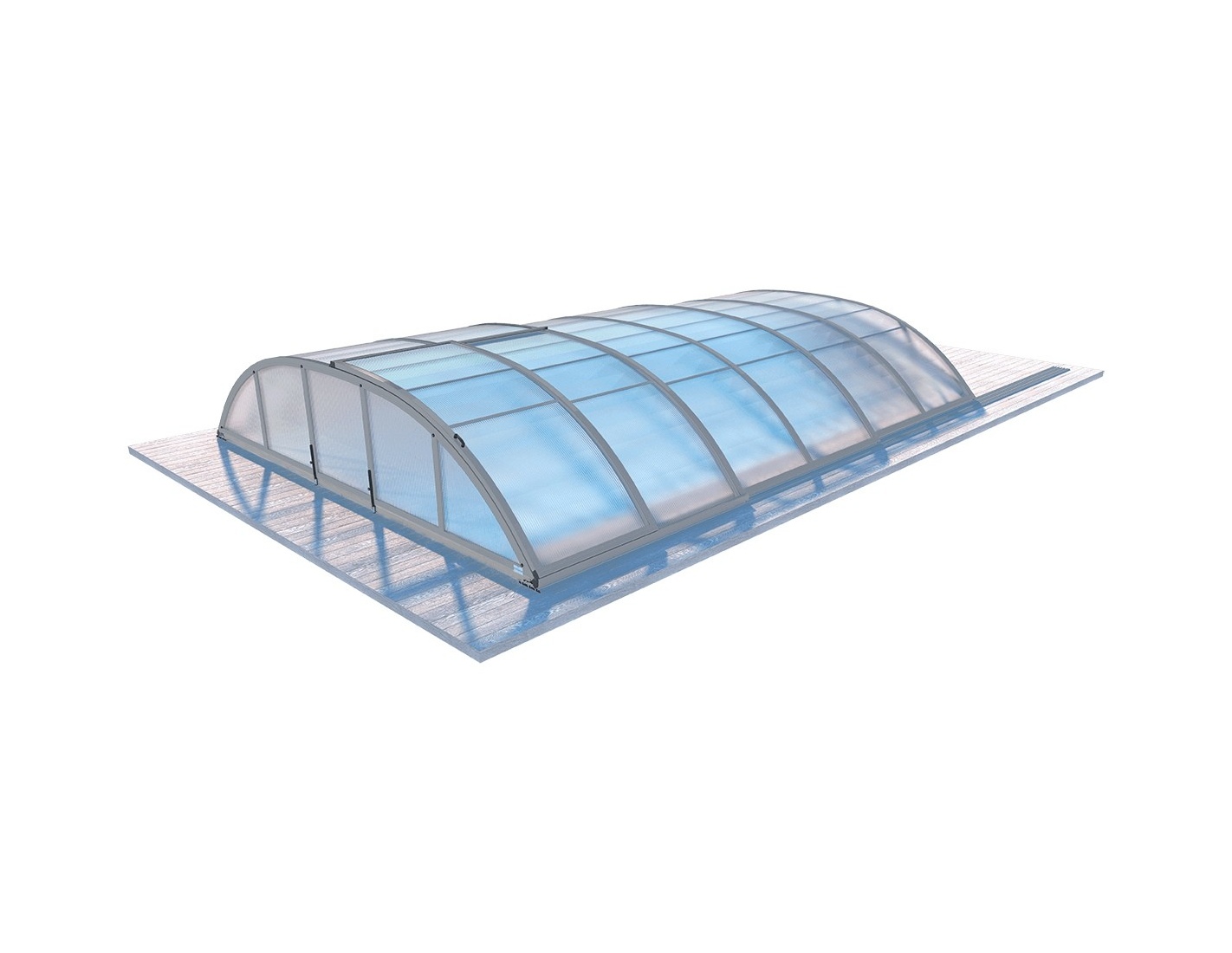 Abri de piscine horizon pour les modèles 6,20x4,10 m - bas88, bas788 - polycarbonate alvéolaire 8 mm - couleur ral7037 gris